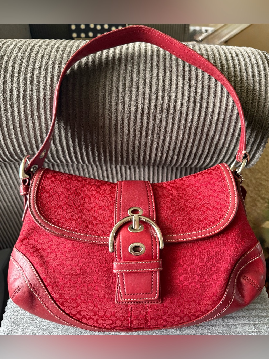 Vintage Y2k Coach Soho Mini Signature Hobo Cherry Red Bag Purse F10926 Rare Htf